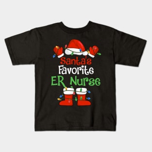 Santa's Favorite ER Nurse Funny Christmas Pajamas Kids T-Shirt